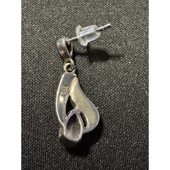 925 Opal & Amethyst Post Earrings with Rubber Backs - Picture 3 of 5